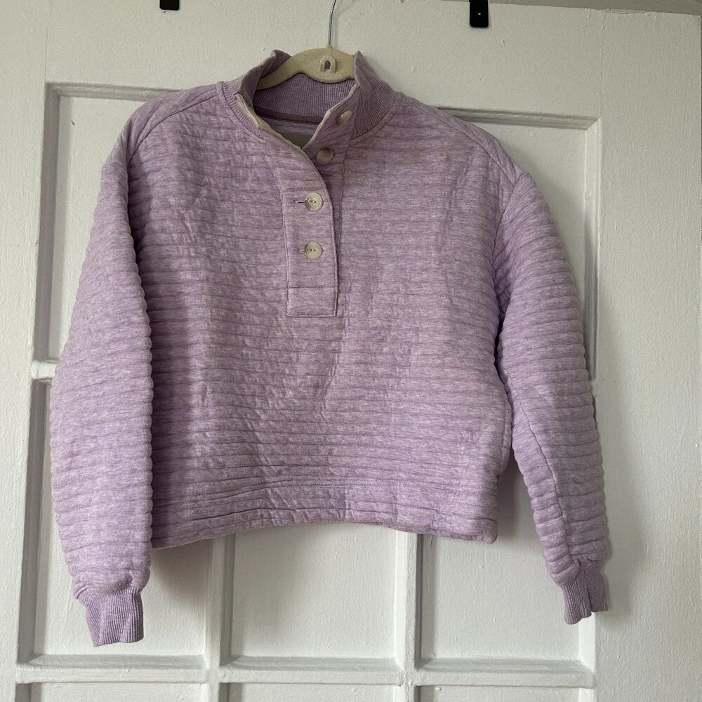Everlane The Organic Cotton Quilted Mockneck Sweatshirt, Orchid -- Size XXS